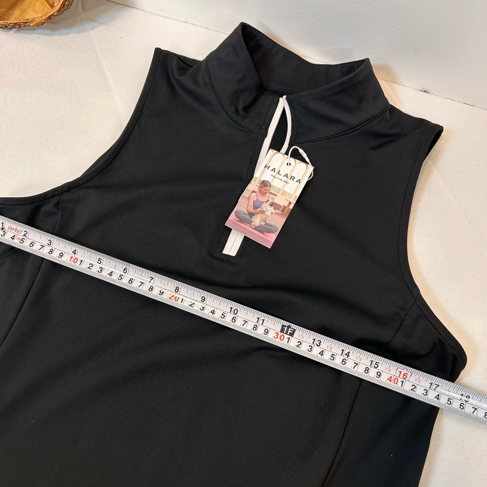 HALARA Black Sleeveless Quarter Zip Active Tennis Dress with White Trim Size XL - Picture 5 of 6